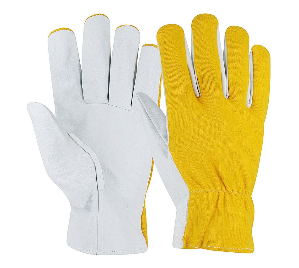 Yellow Cotton & Goatskin Leather Gloves