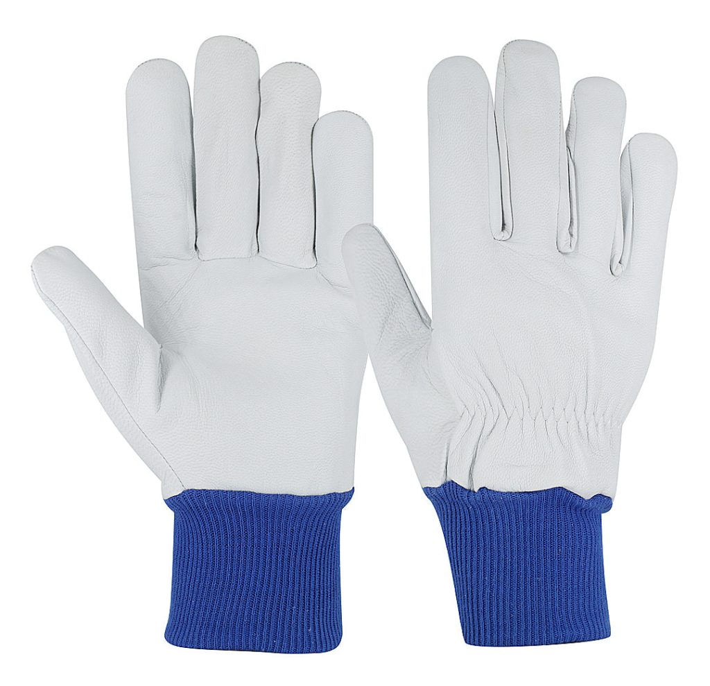 Knitted Wrist Goatskin Leather Driving Gloves